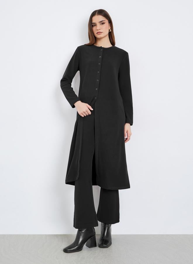 Styli Women Black Midi Knit Top and Pants Co-ords - Image 1